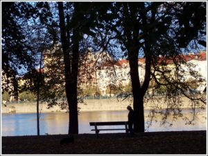 View of Prague from across the Vltava River.